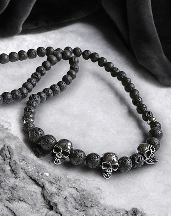 Naszyjnik MĘSKI - czachy - lawa & stal szlachetna, kaktusia