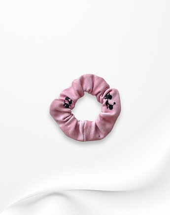 Scrunchie gumka frotka wąska pudle różowa, Zdunetti