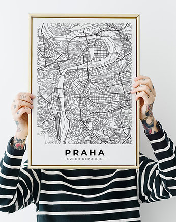 Praga Plakat mapa mapy - różne formaty, OKAZJE - Prezent na Parapetówkę