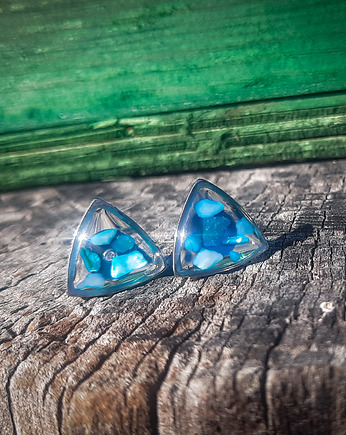 Kolczyki trójkąty, masa perłowa, Figa handmade accessories