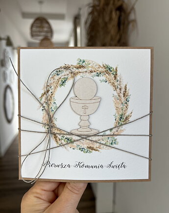 Najpiękniejsza ręcznie robiona kartka komunijna, prezent, sorte