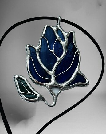 Naszyjnik z Wisiorkiem delikatny Kwiat Magnolia Witraż Tiffany