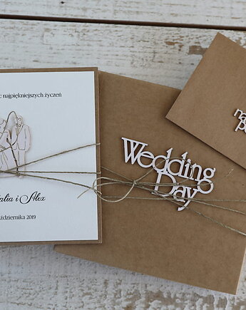 Orygianalna kartka ślubna ręcznie robiona Wedding Day, sorte