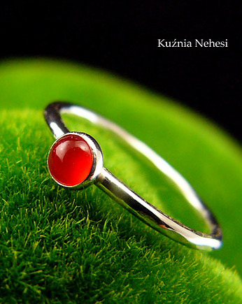 Pierścień Drobinek - Karneol Srebro 4mm, Kuźnia Nehesi