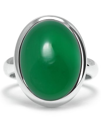 Stone - Srebrny pierścionek z  onyksen zielonym, Kuźnia Srebra