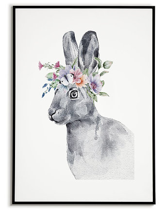 Plakat ZAJĄC zwierzę z kwiatami obraz do każdego wnętrza, Bajkowe Obrazki