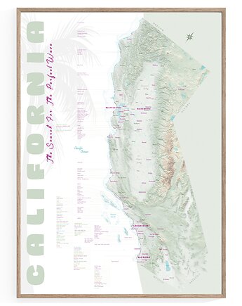 Plakat SURFING Kalifornia, maps by P