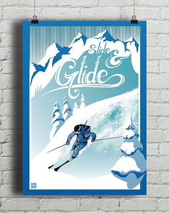Slide & Glide - vintage plakat, minimalmill