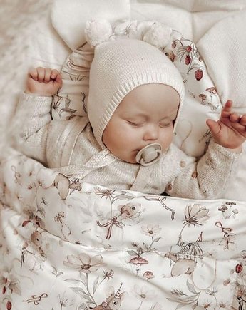 Koc+ poduszka myszka Myszki i velvet ecru BW PZ, Bajkowe Wnetrza