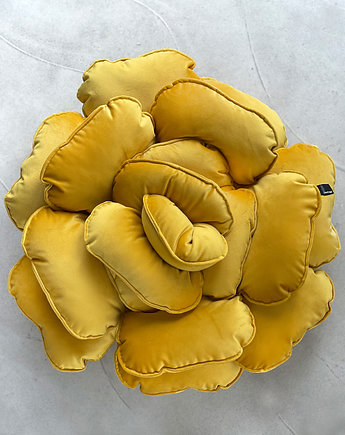 Poduszka dekoracyjna kwiat Roxanne velvet żółta, colour contrast