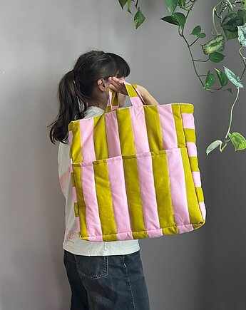 Torba shopper z kieszenią na laptopa w pasy, boytel tasha
