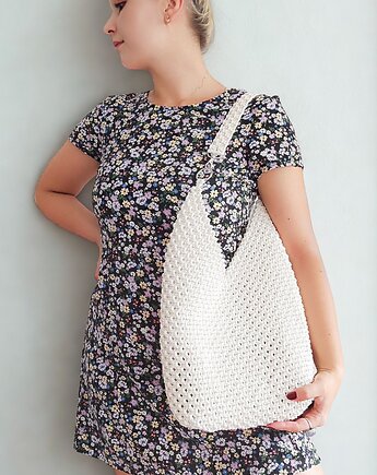 Minimalistyczna makramowa torba Luna, plecione_