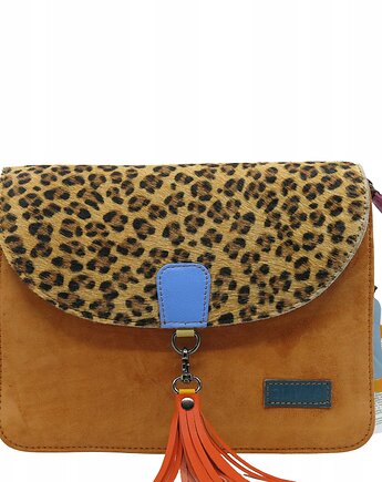 Torebka klasyczna damska zamszowa odpinany chwost brelok OLIVKA, Olivka Warsaw