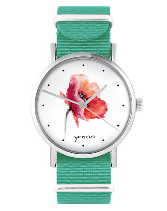 Zegarek - Mak - turkusowy, nylonowy, yenoo