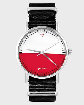 Zegarek - Polska flaga - czarny, nylonowy, yenoo