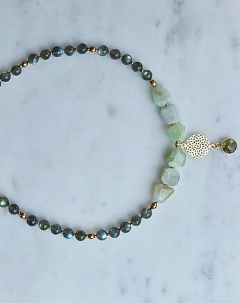 Naszyjnik z opalizacją - chryzopraz i labradoryt, Studio Gazela