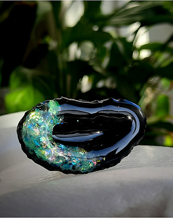 Duży pierścień, zieleń-czerń, Figa handmade accessories