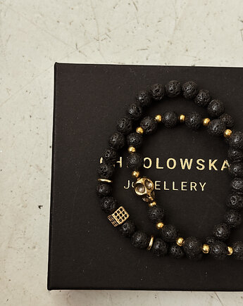 Zestaw męskich bransoletek Lawa i Hematyt, Chmolowska Jewellery