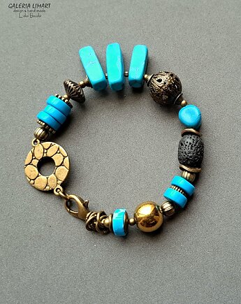 Boho chic. Bransoletka z zawsze modnymi turkusami2. Znakomity PREZENT  handmade, Galeria Limart