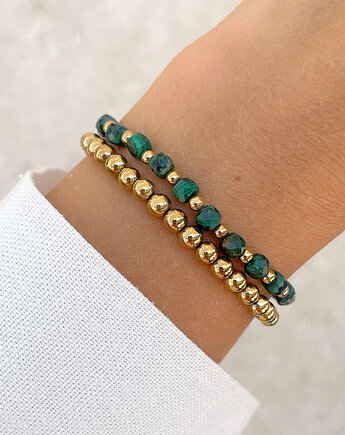 Bransoletki na gumce - malachit z hematytem, Bring Biżuteria