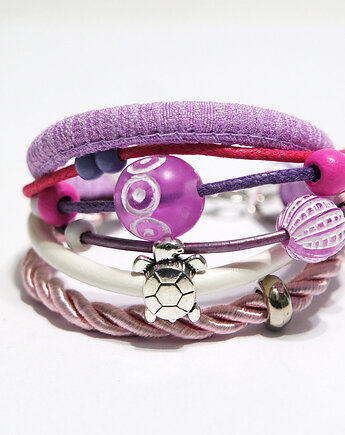 Bransoletka - Żółw, lila - rzemienie, yenoo