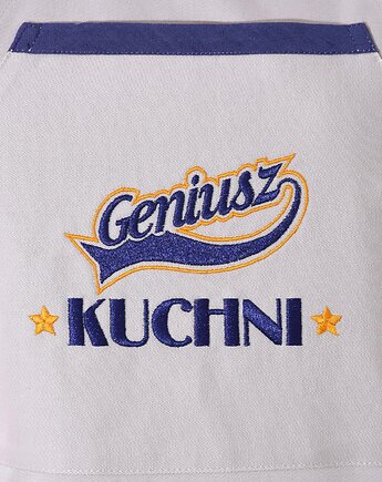 Fartuch Kuchenny bawełniany beżowy haftowany Geniusz kuchni EXTRA PREZENT, Wyszywane