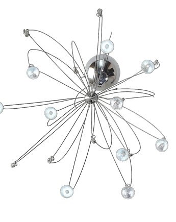 Lampa wisząca Pająk chromowana, 16 punktów światła, lata 80., Relikt design