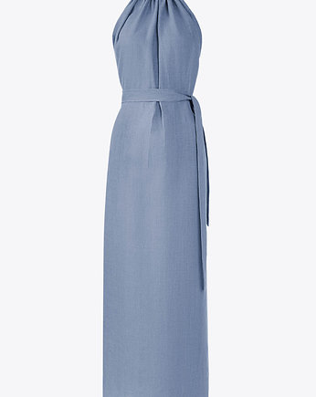 Lniana sukienka elegancka maxi - Amalfi Niebieski, Holystic
