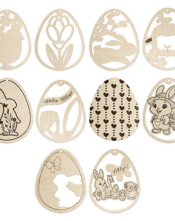 Ozdoby Wielkanocne 10 SZTUK Świąteczne Zawieszki Pisanki Jajka do Koszyczka, smxdsgn