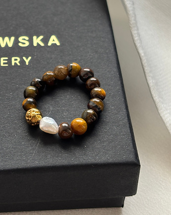 Pierścionek elastyczny Tygrysie Oko, Chmolowska Jewellery