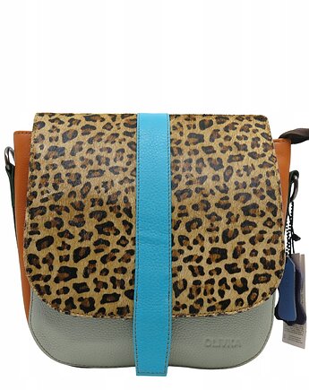 Torebka damska klasyczna skórzana regulowany pasek klapka wzór OLIVKA, Olivka Warsaw