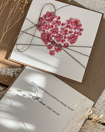 Wyjątkowa ręcznie robiona kartka prezent na walentynki, walentynkowa - walent, sorte