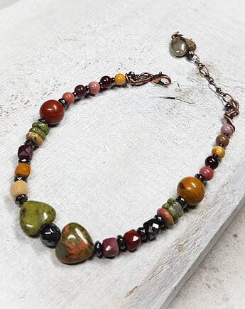 Bransoletka z unakitu i jaspisu b27, JanArt