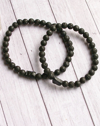 KOMPLET dla PARY - czarny turmalin