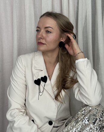 Broszka dwa serca czarne, mahabi