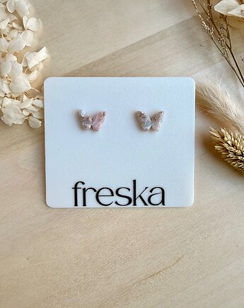 Kolczyki Motyle  marmurki ze srebrem LIMITOWANE, freska
