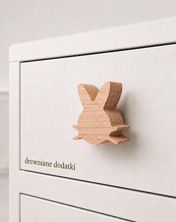Drewniane gałki do mebli, zajączek, dąb, Drewniane dodatki