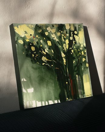 Obraz ręcznie malowany na płótnie 29x29 cm - abstrakcyjny pejzaż, Kasia Kulicka