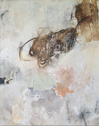 "First breath" 50x60 cm, obraz na płótnie, pigmenty ziemne, akryl, naniby