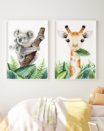 Zestaw plakatów - żyrafa i koala, OSOBY - Prezent dla 3 latka