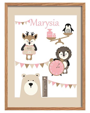 Metryczka Grow Up beige 30x40cm, Yellow Tipi