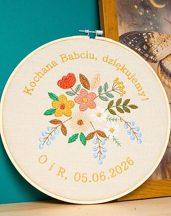 Podziękowania, Indywidualna dedykacja, haft w tamborku 23 cm, Plasun