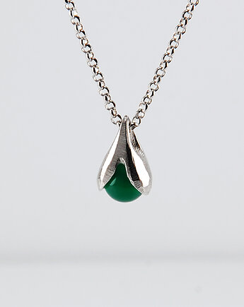 Srebrny naszyjnik KONWALIA  z zielonym onyksem, Monopolka