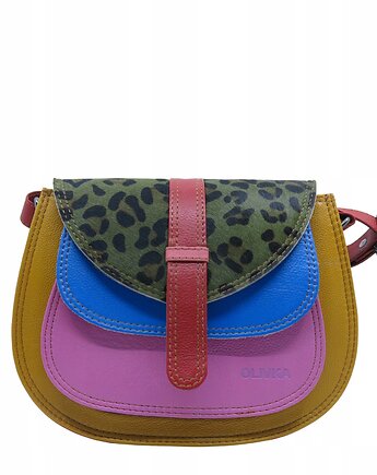 Torebka ze skrawków skóry naturalnej na ramię pojemna kolorowa OLIVKA, Olivka Warsaw