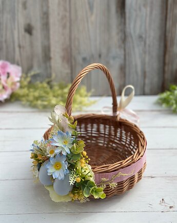 Wielkanocny koszyczek na święconkę, koszyczek z dekoracją, Rosa