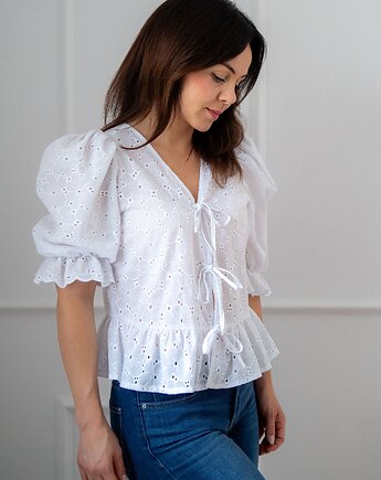 Wiązana bluzka biała, Anna Wolny Fashion