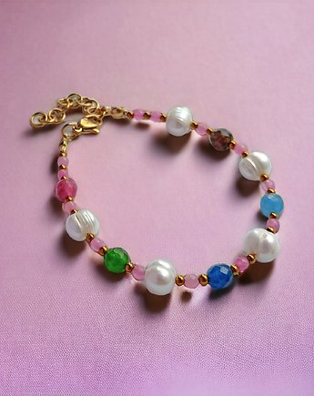 Candy UNIKAT : jadeit multicolor : bransoletka, kaktusia