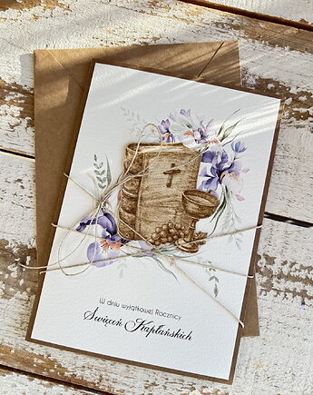 Kartka z okazji rocznicy święceń kapłańskich ręcznie robiona, sorte