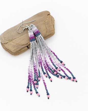 Kolczyki "indiańskie" - chwosty - szaro-fioletowo-granatowe, Tauriel Design