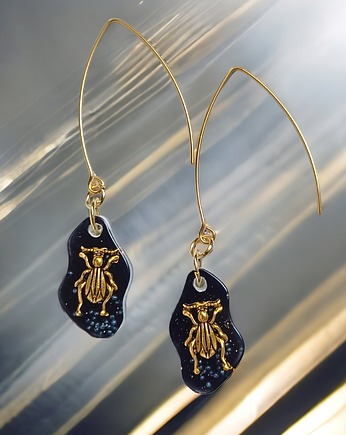 UNIKATOWE  kolczyki z żywicy : kolekcja INSECTS II, kaktusia